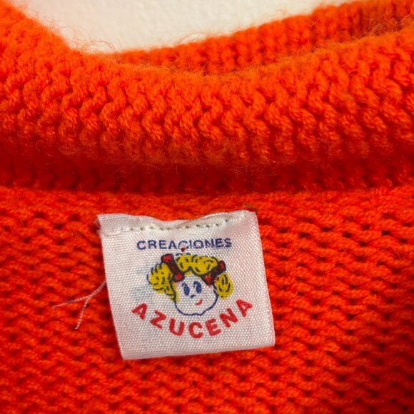 Vintage Peru Knit Kids Sweater Jacket Hoodie Zip Front 1980s - Picture 6 of 14